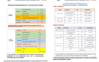 Calendario de exámenes de septiembre