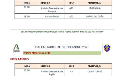 Calendario de exámenes de septiembre